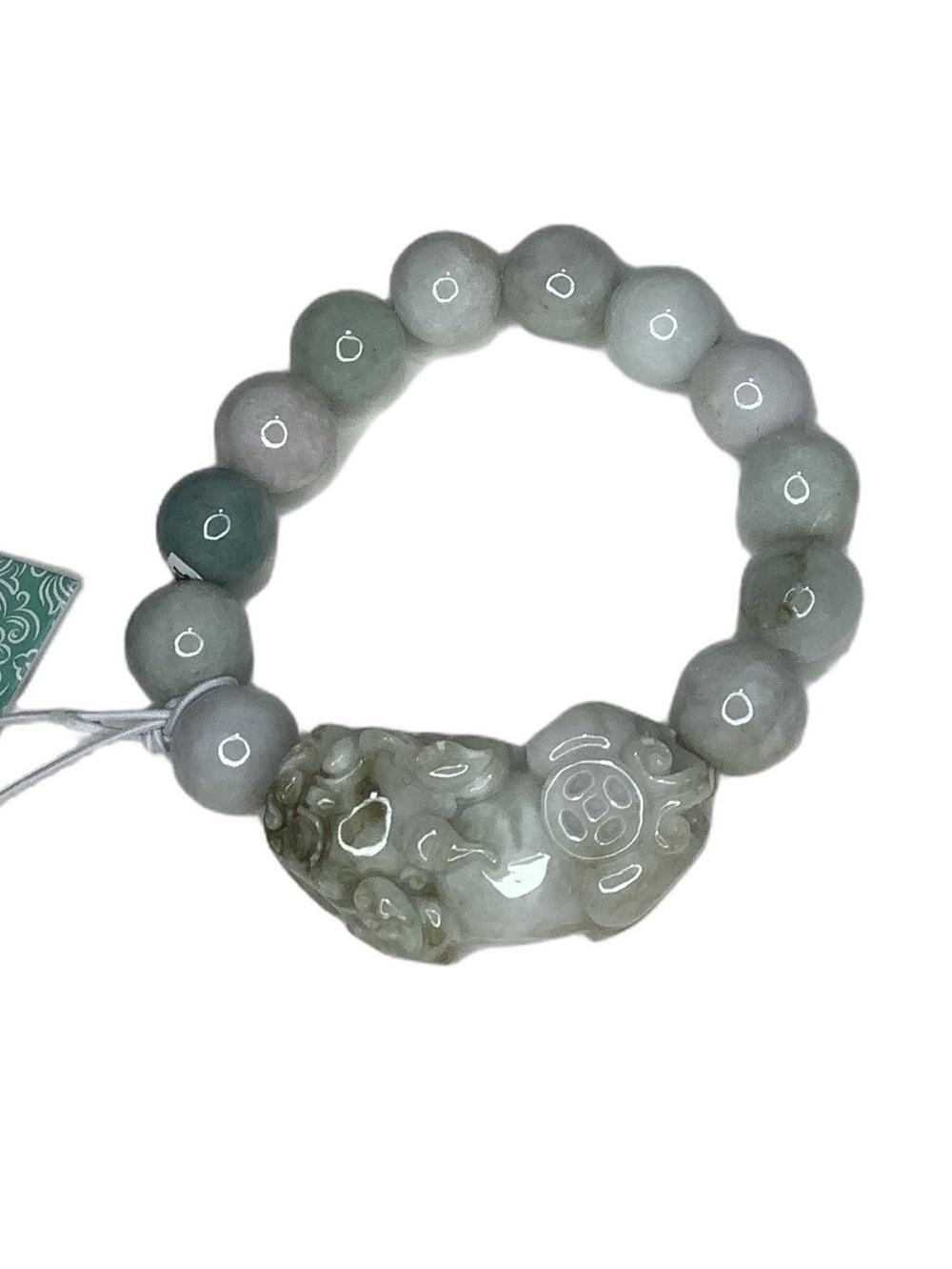 SJ Pearl Natural Jade Pixiu Stretch Bracelet New - Picture 2 of 3